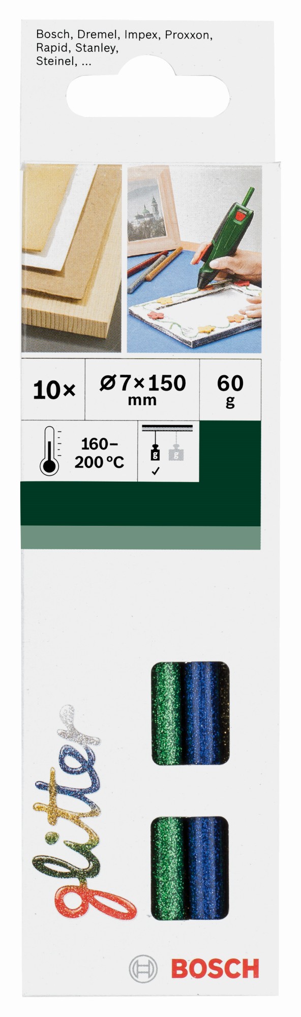 Adhesivo termofundible Glitter 7 mm10 piezas, brillo