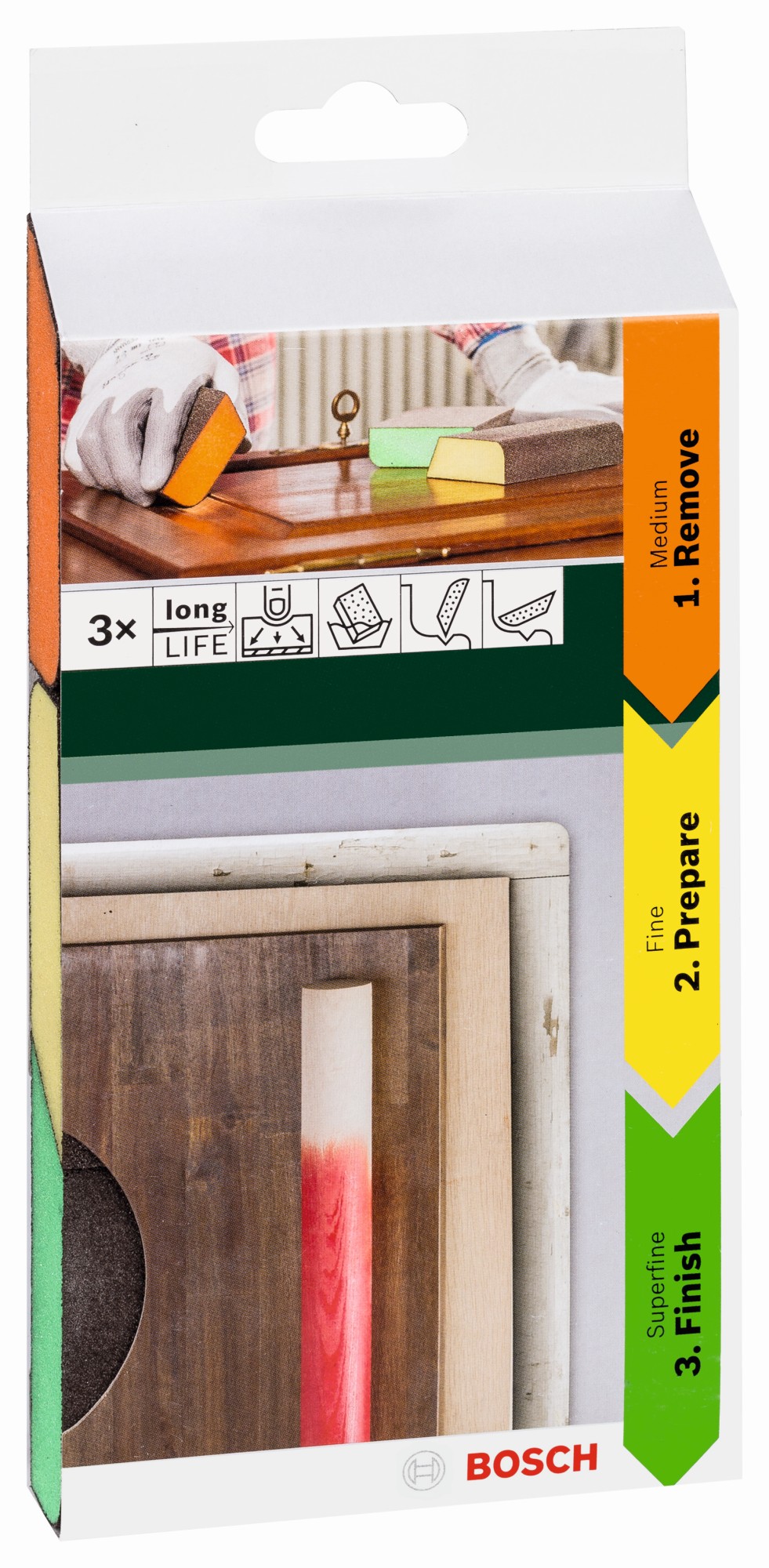 Paquete de 3 esponjas de lijar, perfil97 x 69 x 26 mm, M, F, SF