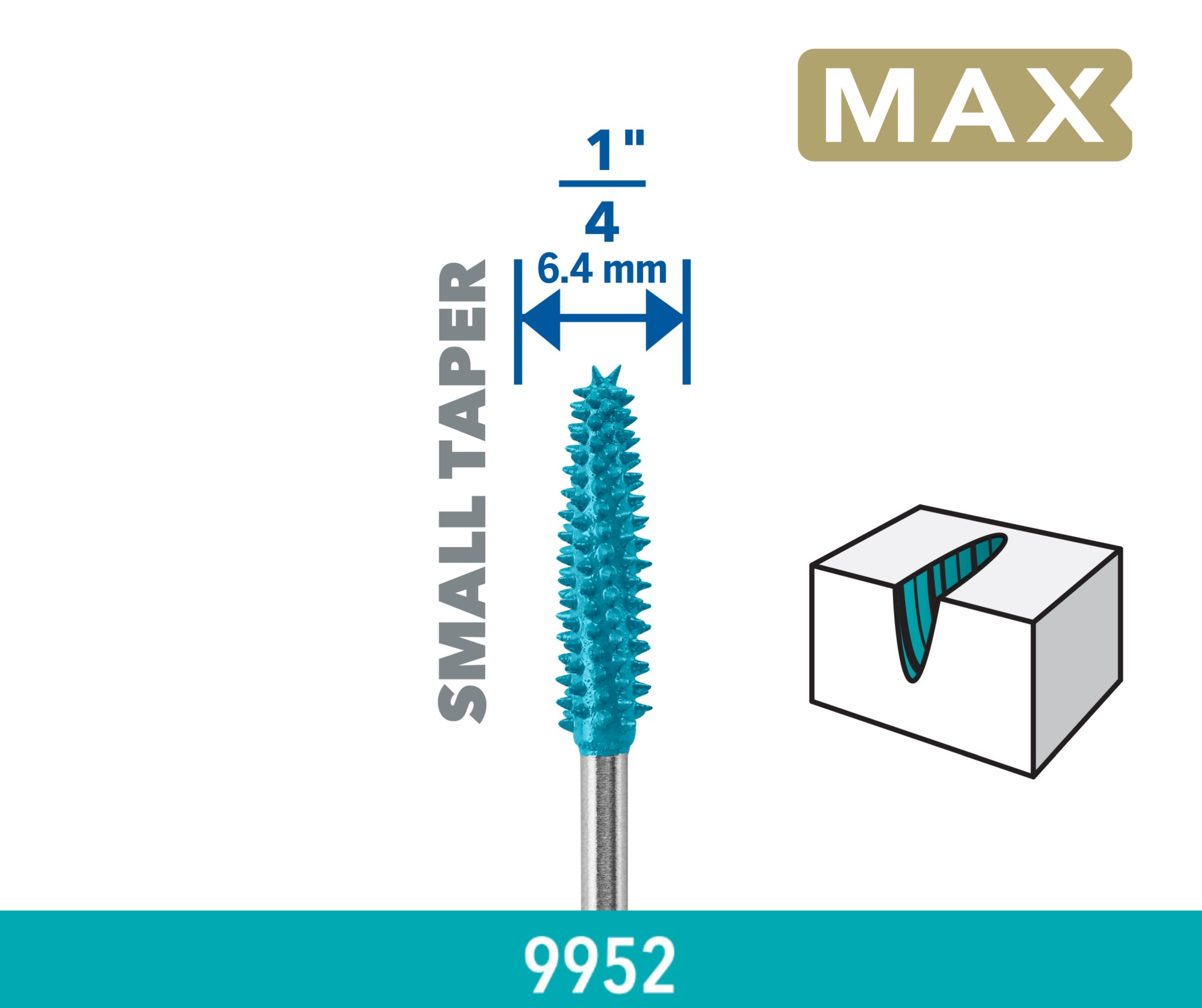 Broca de tallado Dremel MAX 9952 Power Carving, 6,35 mm cónica pequeña