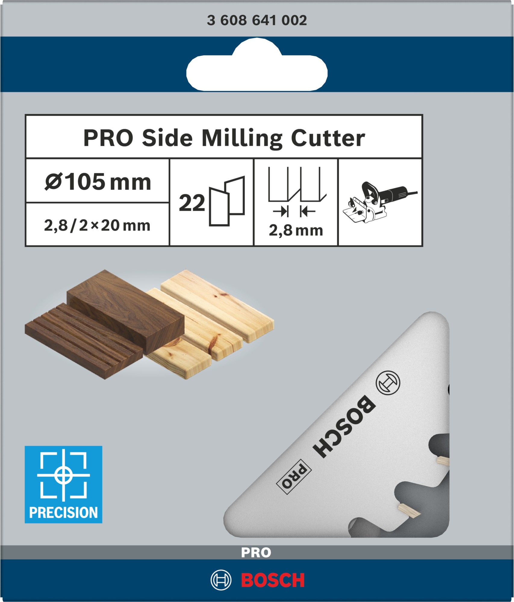 Hoja fresadora lateral PRO, 105 x 20 x 2,8 mm, 22 dientes