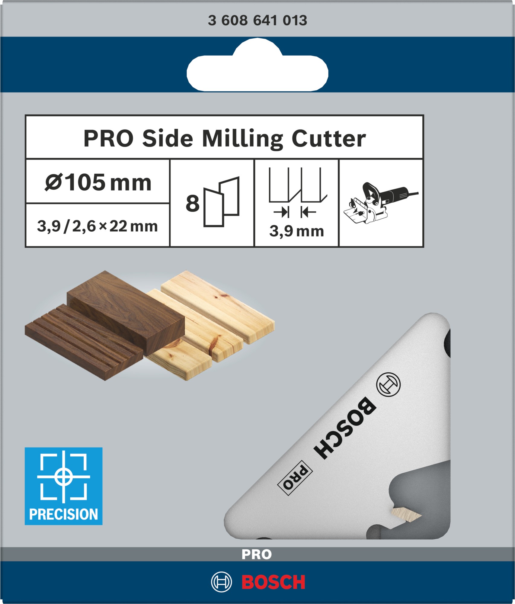 Hoja fresadora lateral PRO, 105 x 22 x 4 mm, 8 dientes