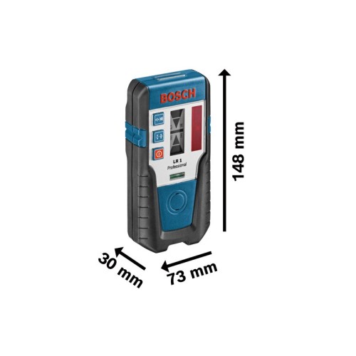 Bosch Professional receptor láser LR 1 (haz láser rojo, 1 batería de 9 V, montura, alcance: 0–200 m)