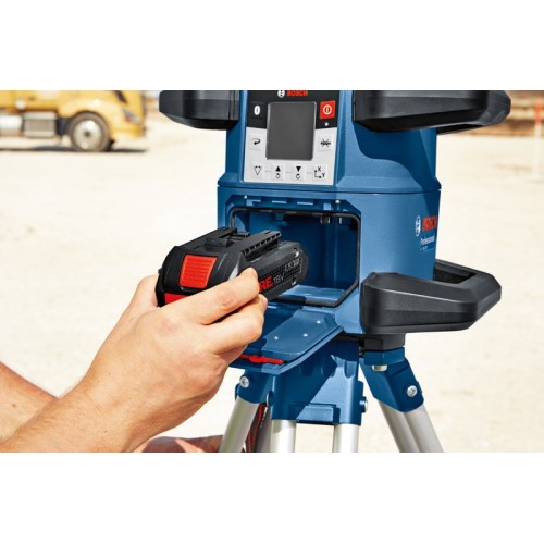 Bosch Professional Sistema 18V Nivel láser giratorio GRL 600 CHV (1 batería 18V x 4.0 Ah + cargador, función aplicación, alcance Ø: hasta 600m, en maletín)