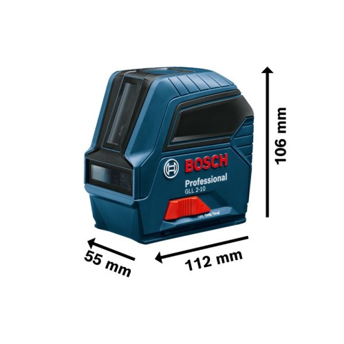Bosch Professional Nivel láser GLL 2-10 (láser rojo, alcance: hasta 10 m, 3 pilas AA, estuche)