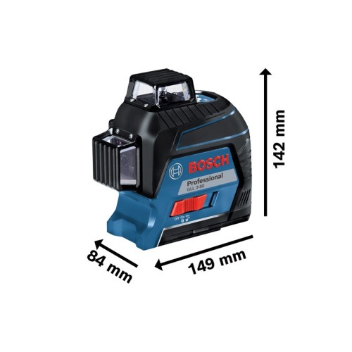 Bosch Professional Nivel láser GLL 3-80 (láser rojo, interior, alcance: hasta 30m, 4 pilas AA, maletín)
