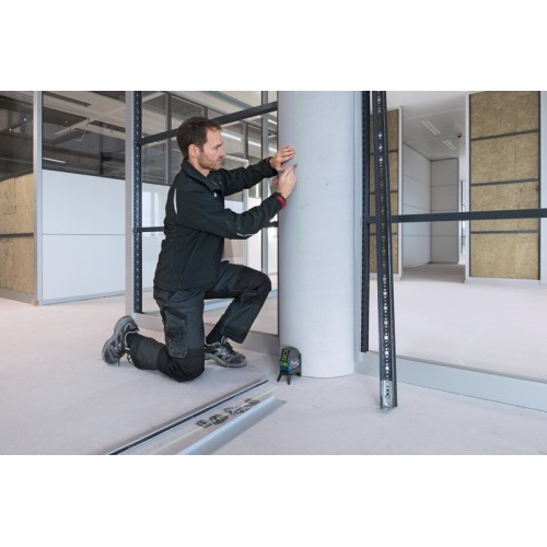 Bosch Professional Nivel láser GCL 2-15 G (láser verde, interior, puntos de plomada, alcance: 15 m, 3 pilas de 1,5 V, soporte giratorio RM 1, placa reflectora d