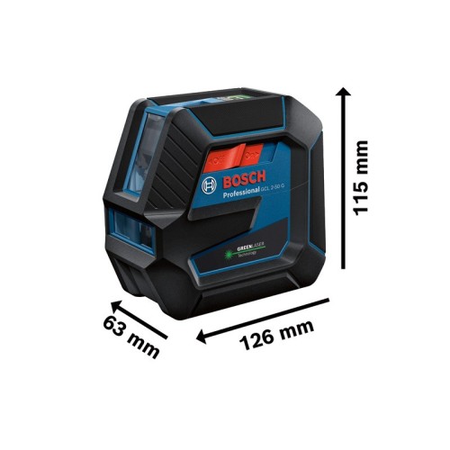 Bosch Professional Nivel Láser GCL 2-50 G (láser verde, interior, soporte RM 10, soporte de techos, alcance: hasta 15 m, 4x pilas AA, maletín)