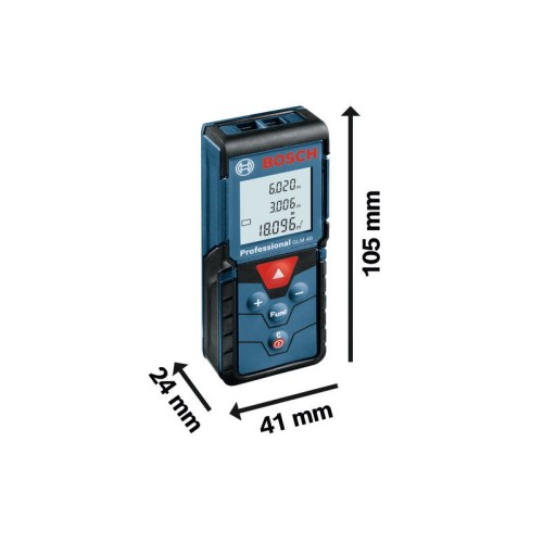 Bosch Professional Medidor láser de distancia GLM 40 (función de memoria, máx. distancia: 40 m, 2 pilas de 1,5 V, funda)