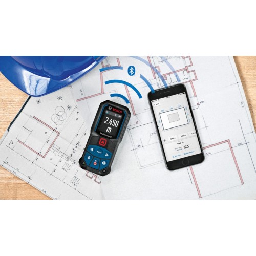 Bosch Professional medidor láser GLM 50-27 C (alcance: hasta 50 m, robusto, IP65, transferencia de datos mediante Bluetooth, 2 pilas AA, correa de sujeción, est