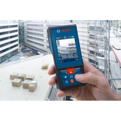 Bosch Professional Medidor Láser GLM 100-25 C (cámara integrada, alcance: hasta 100 m, robusto, IP54, ±1,5 mm*, 3 pilas AA, correa de sujeción, funda)