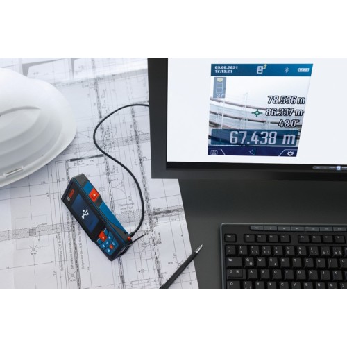Bosch Professional Medidor Láser GLM 150-27 C (cámara integrada, batería de 3,6 V integrada, alcance: hasta 150 m, robusto, IP54, ±1,5 mm*, correa de sujeción, 