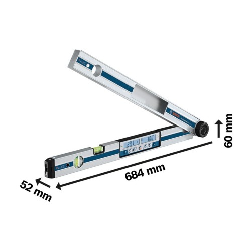 Bosch Professional Medidor digital de ángulos e inclinómetro GAM 270 MFL (precisión láser, cálculo de ángulos de inglete, margen de medición: 0 - 270º, longitud
