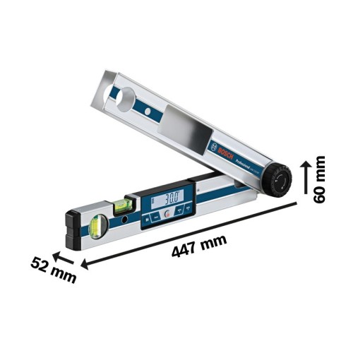 Bosch Professional Medidor digital de ángulos GAM 220 MF (cálculo de ángulos de inglete, margen de medición: 0 - 220º, longitud: 40 cm)