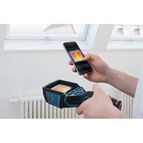 Bosch Professional Sistema 12V Cámara térmica GTC 400 C (sin batería ni cargador, con conectividad, medición -10 °C hasta +400 °C, resolución: 160 x 120px, en L