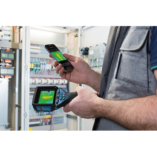 Bosch Professional Sistema 12V Cámara térmica GTC 400 C (sin batería ni cargador, con conectividad, medición -10 °C hasta +400 °C, resolución: 160 x 120px, en L