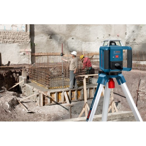 Bosch Professional Nivel láser giratorio GRL 400 H (uso con un solo botón, receptor LR 1, regla graduada GR 240, trípode BT 170, alcance Ø: hasta 400m, en malet