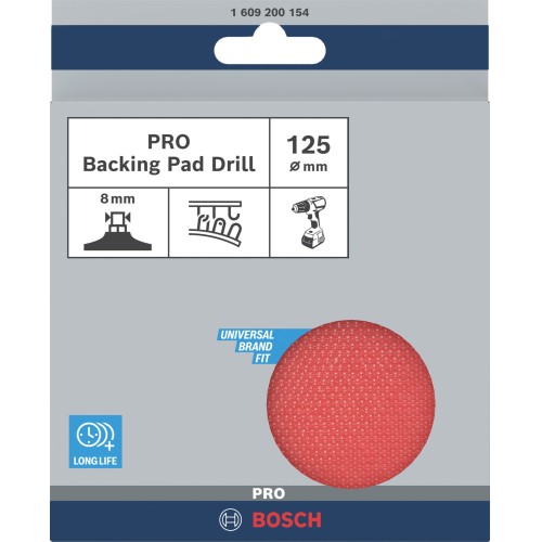 PRO Backing Pad, 125 x 8 mm, con fijación de gancho y bucle