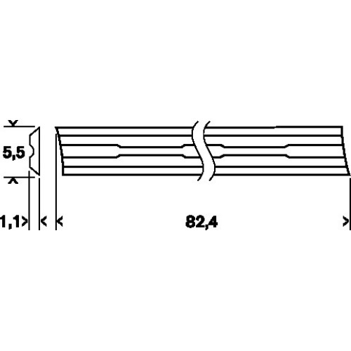 Cuchilla para cepillo 82 mm, recta, carburo de tungsteno, 40°