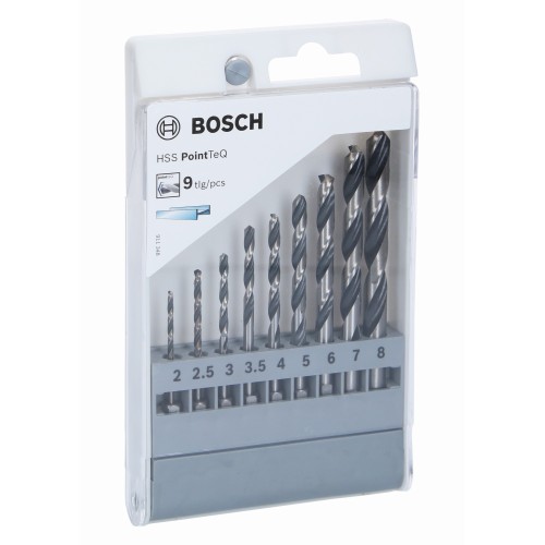 Set de 9 brocas hexagonales HSS PointTeQ de 2-8 mm
