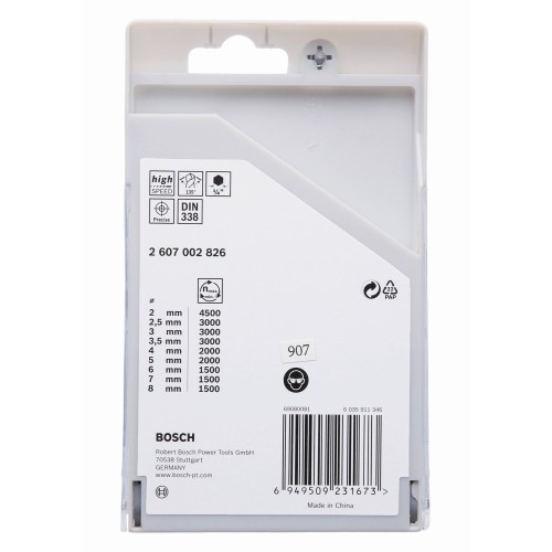 Set de 9 brocas hexagonales HSS PointTeQ de 2-8 mm