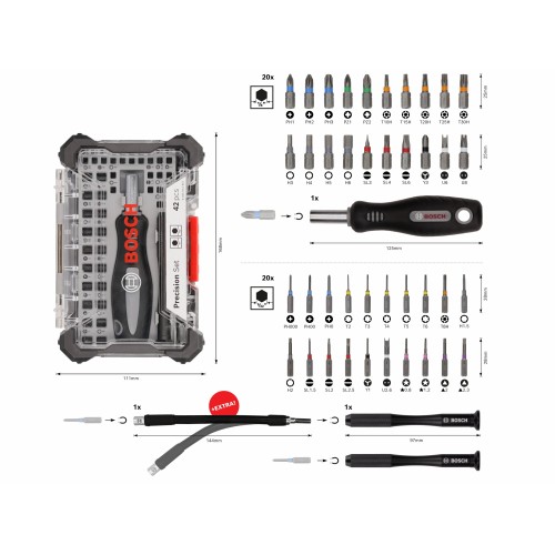 Set de puntas de atornillar de precisión, display, 5x43 uds.
