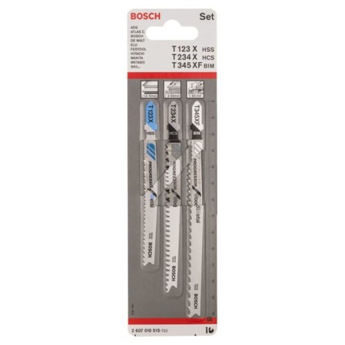 Set de 3 hojas de sierra de calar Progressors for Wood and Metal con vástago de inserción en T