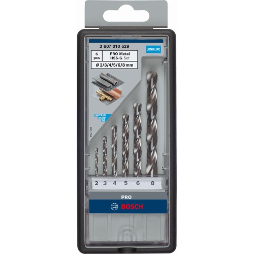 Set de brocas helicoidales PRO Metal HSS-G, 6 uds.
