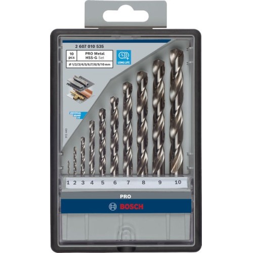 Set de brocas helicoidales PRO Metal HSS-G, 10 uds.