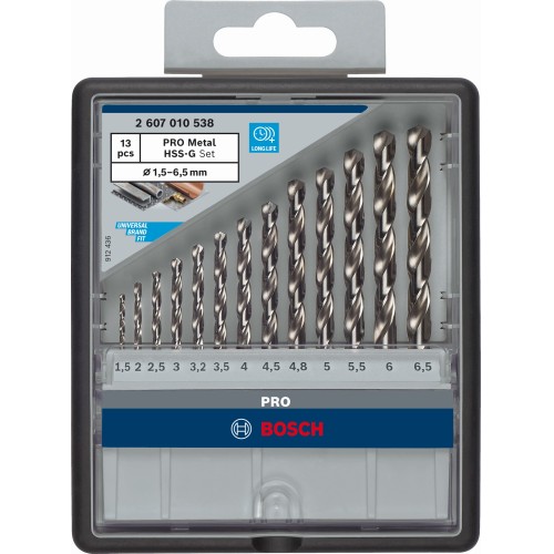 Set de brocas helicoidales PRO Metal HSS-G, 13 uds.