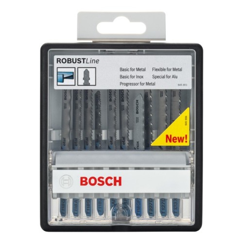 Set de hojas de sierra de calar Robust Line de variedad de metal con vástago de inserción en T, 10 unidades