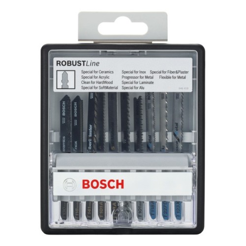 Set de hojas de sierra de calar Robust Line de variedad de materiales especiales con vástago de inserción en T, 10 unidades