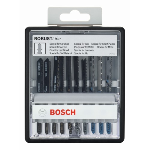 Set de hojas de sierra de calar Robust Line de variedad de materiales especiales con vástago de inserción en T, 10 unidades