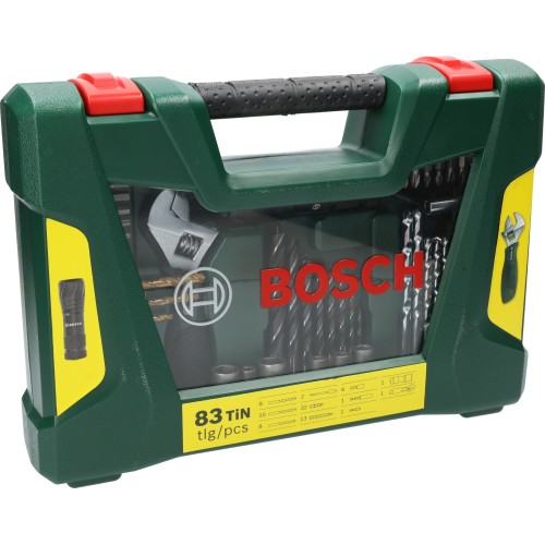 Maletín V-Line de puntas y brocas TiN de 83 piezas con linterna LED y llave inglesa