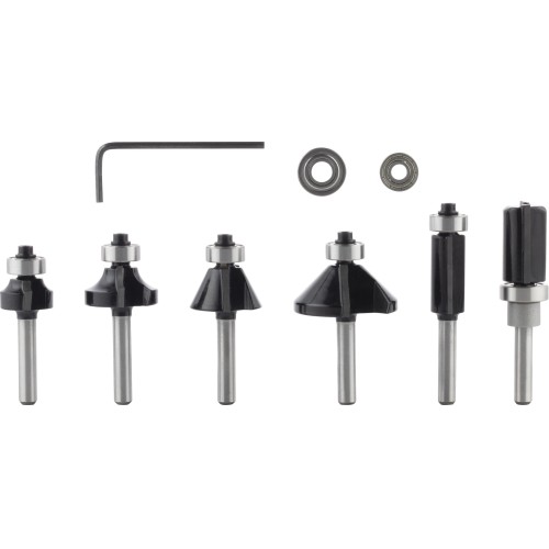 Set de brocas fresadoras para recortes y bordes PRO, vástago de 6 mm, 6 unidades