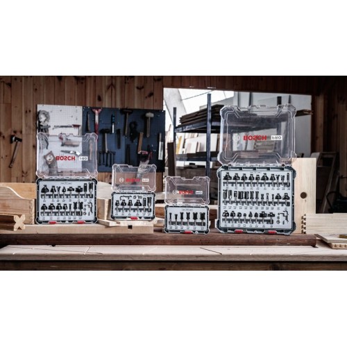 Set de brocas fresadoras para recortes y bordes PRO, vástago de 8 mm, 6 unidades