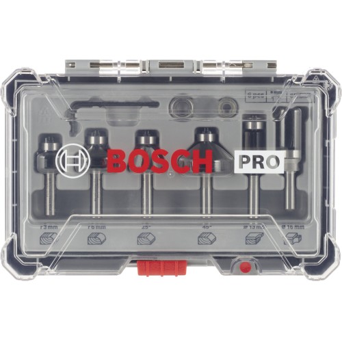 Set de brocas fresadoras para recortes y bordes PRO, vástago de 8 mm, 6 unidades