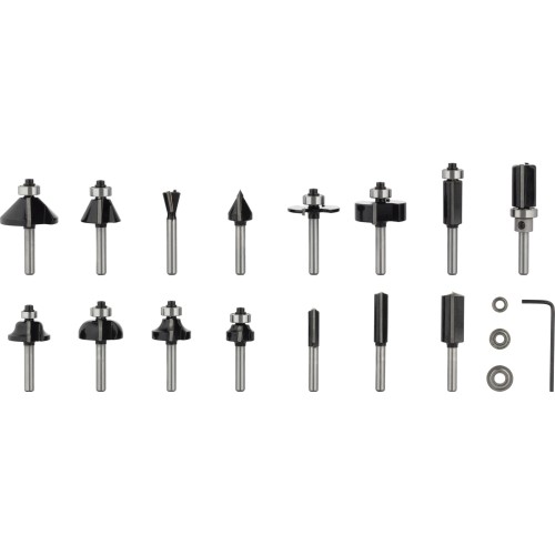 Set mixto de brocas fresadoras PRO, vástago de 6 mm, 15 unidades