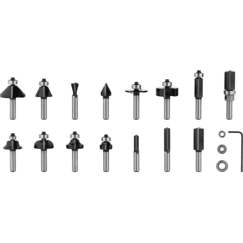 Set mixto de brocas fresadoras PRO, vástago de 8 mm, 15 unidades