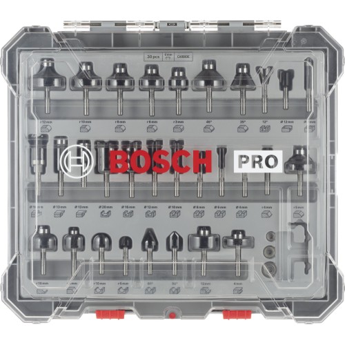 Set mixto de brocas fresadoras PRO, vástago de 6 mm, 30 unidades