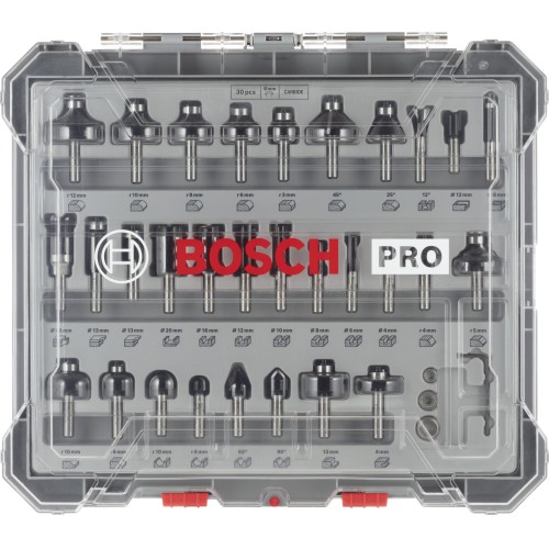 Set mixto de brocas fresadoras PRO, vástago de 8 mm, 30 unidades