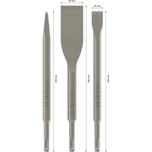 Set de cinceles PRO SDS plus-5C, puntero 250, para azulejos 40 x 260, pala 20 x 250 mm, 3 unidades