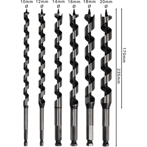 Set de brocas salomónicas PRO Wood, L235, 6 unidades