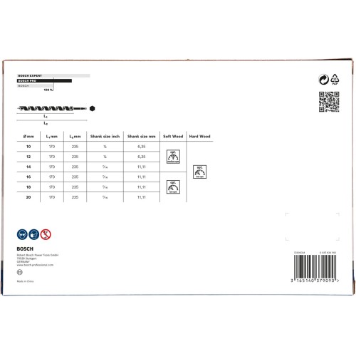 Set de brocas salomónicas PRO Wood, L235, 6 unidades