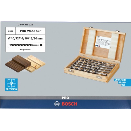 Set de brocas salomónicas PRO Wood, L235, 6 unidades