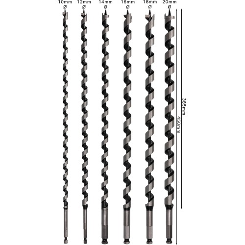 Set de brocas salomónicas PRO Wood, L450, 6 unidades