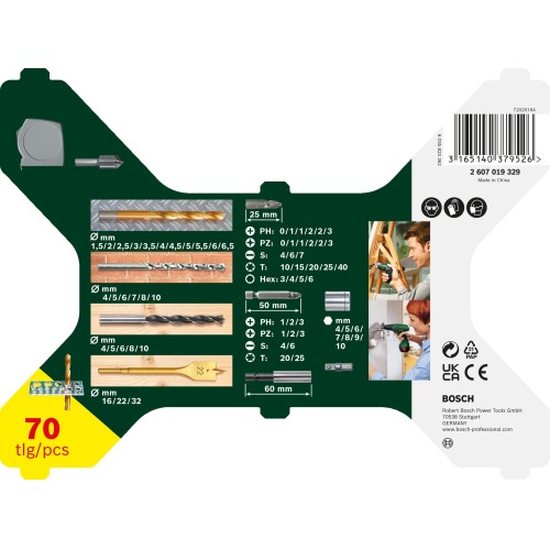 Set X-Line con recubrimiento de TiN de 70 unidades