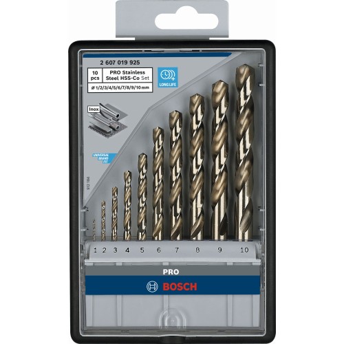 Set de brocas PRO Stainless Steel HSS-Co, 10 uds.