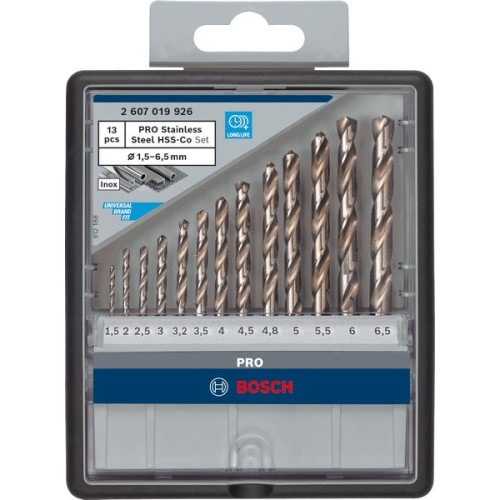 Set de brocas PRO Stainless Steel HSS-Co, 13 uds.