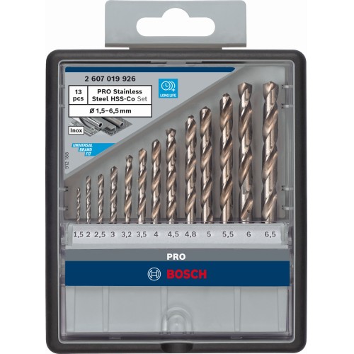 Set de brocas PRO Stainless Steel HSS-Co, 13 uds.