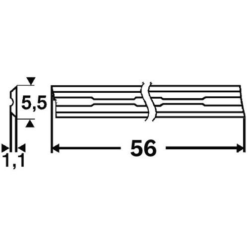 Cuchilla para cepillo 56 mm, recta, carburo de tungsteno, 40°